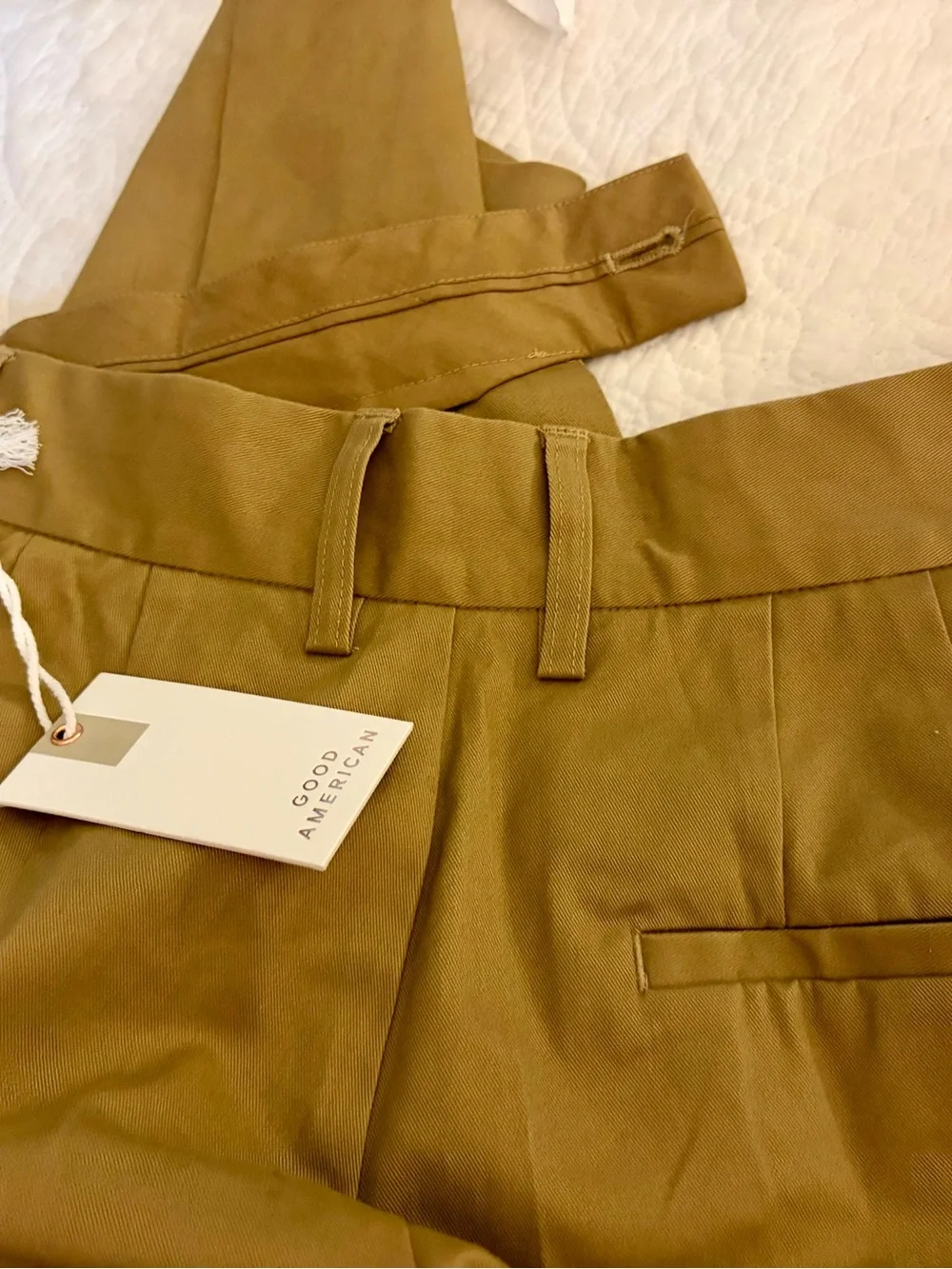 NWT New! Good American 90’s pleated khaki trousers cotton pants 6/28 - Picture 9 of 10